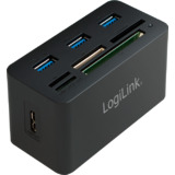 LogiLink usb 3.0 hub mit all-in-one Card Reader, schwarz