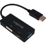 LogiLink 4K displayport auf DVI/HDMI/VGA Adapter, schwarz