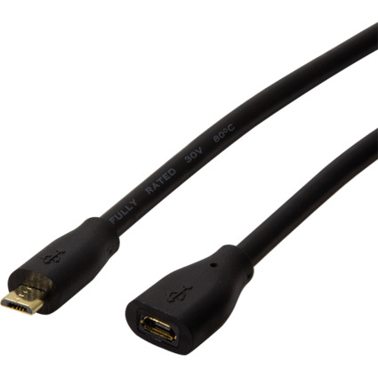 LogiLink Micro USB 2.0 Verlngerungskabel, 0,5 m, schwarz