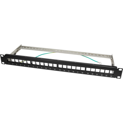 LogiLink 19" Keystone Patch Panel, geschirmt, schwarz