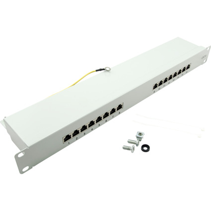 LogiLink 19" Patch Panel Kat.6 EconLine, 16 Ports, lichtgrau