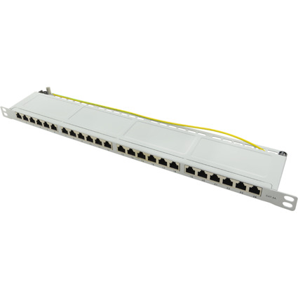 LogiLink 19" Patch Panel Kat.6A, 24 Ports, lichtgrau, 0,5 HE