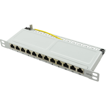 LogiLink 10" Patch Panel Kat.6A, 12 Ports, lichtgrau, 0,5 HE