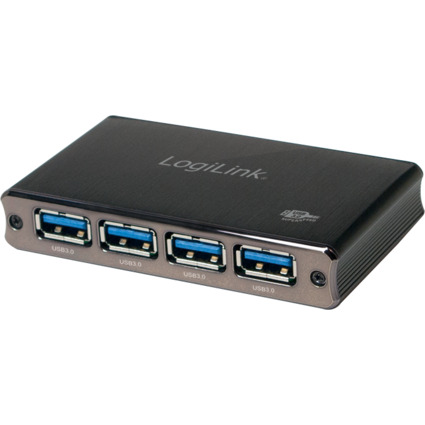 LogiLink USB 3.0 Hub mit Netzteil, 4 Port, Aluminiumgehuse