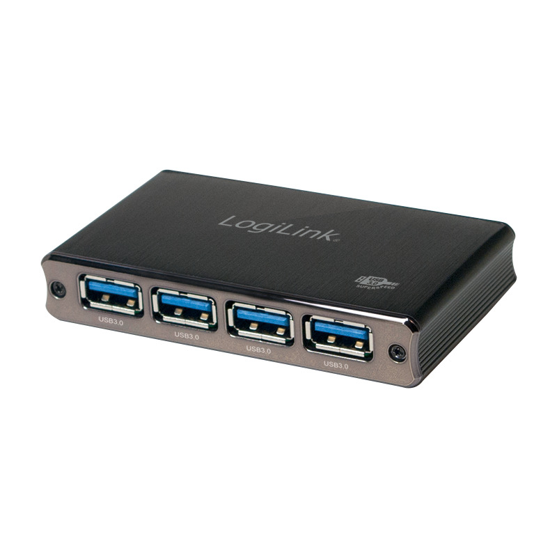 Logilink Usb 3 0 Hub Mit Netzteil 4 Port Aluminiumgehause