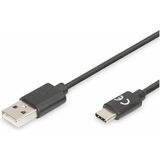 DIGITUS usb 2.0 Anschlusskabel, usb-c - usb-a Stecker, 1,8 m