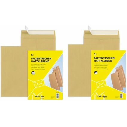 MAILmedia Faltenversandtasche C4, ohne Fenster, braun