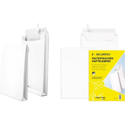 SECURITEX Faltenversandtasche B4, ohne Fenster, wei