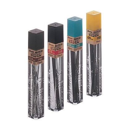 12 Minen Pentel Druckbleistift Mine HI POLYMER SUPER Härtegrad 4H 0,5 mm