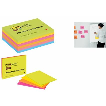Post-it Meeting Notes Super Sticky, 152 x 101 mm, 4-farbig