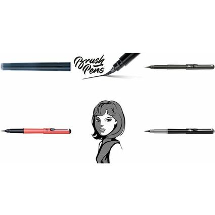 PentelArts Brush Pen Pinselstift, Gehuse: schwarz/grau