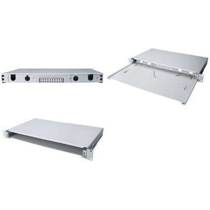 DIGITUS 19" LWL Patchpanel, ausziehbar, 1 HE, lichtgrau