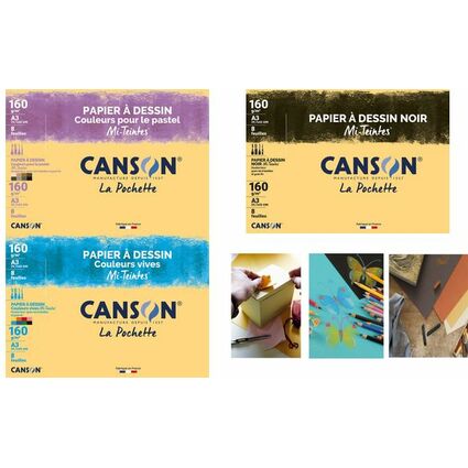 CANSON Zeichenpapier Mi-Teintes, DIN A3, leuchtende Farben