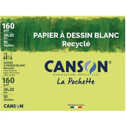 CANSON Zeichenpapier Recycling, wei, 240 x 320 mm, 160 g/qm