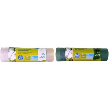 Secolan Mlleimerbeutel, mit Zugband, naturwei, 28 my