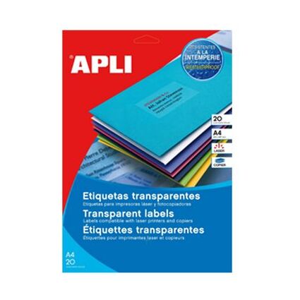 APLI Wetterfeste Etiketten, 63,5 x 38,1 mm, transparent