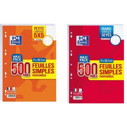 Oxford Feuilles simples perfores, A4, Seys, MAXI PACK