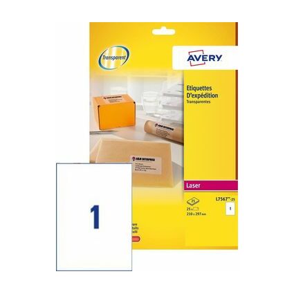 AVERY Etiquette d'expdition, transparent, 99,1 x 67,7 mm