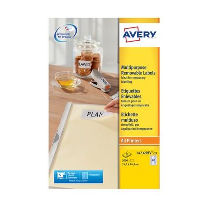 AVERY Etiquette multi-usage, enlevable, 210 x 297 mm