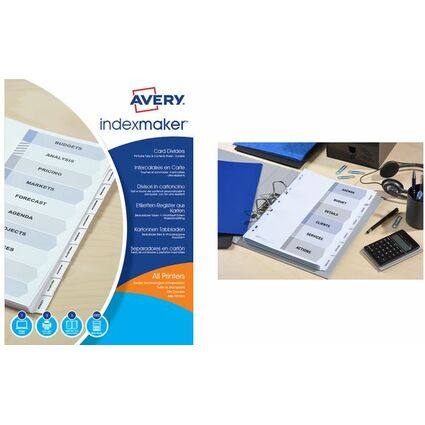 AVERY Intercalaires IndexMaker Carte, 12 touches, A4, blanc