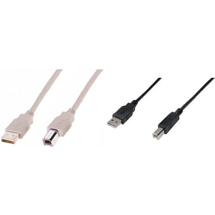 DIGITUS USB 2.0 Kabel, USB-A - USB-B Stecker, 3,0 m, beige