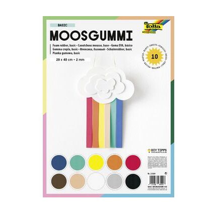 folia Moosgummi, 290 x 400 mm, 10 Blatt, sortiert