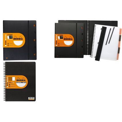RHODIA Spiralblock fr EXABOOK, A4+, kariert, schwarz