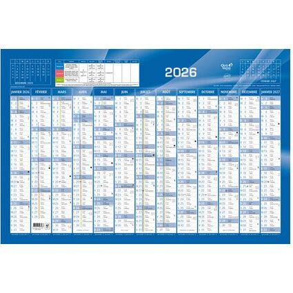 QUO VADIS Wandkalender, 650 x 430 mm, blau, 2026