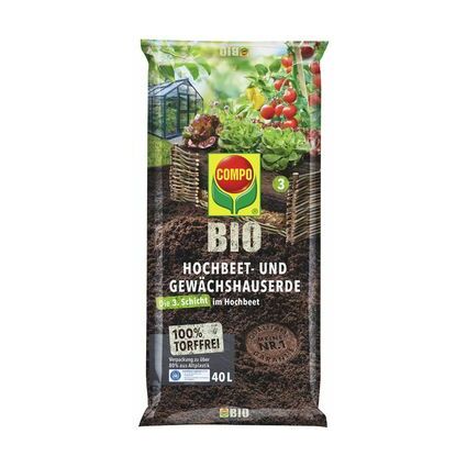 COMPO BIO Hochbeet- und Gewchshauserde torffrei, 60 Liter