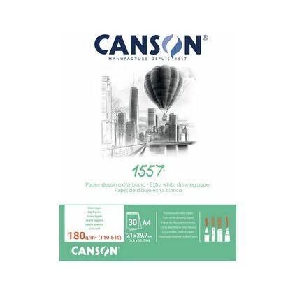 CANSON Zeichenpapierblock 1557, DIN A3, 180 g/qm, 30 Blatt