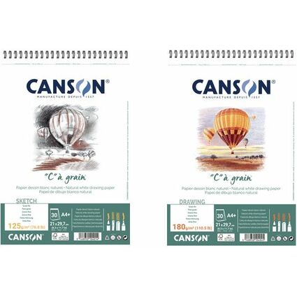 CANSON Zeichenpapier-Spiralblock "C"  grain, A5, 180 g/qm