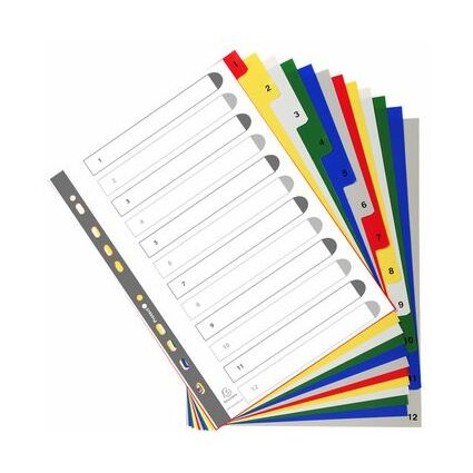 EXACOMPTA Kunststoff-Register, Zahlen, DIN A4, 12-teilig