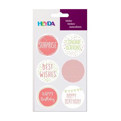 HEYDA Geschenke-Sticker "Birthday", Durchmesser: 40 mm