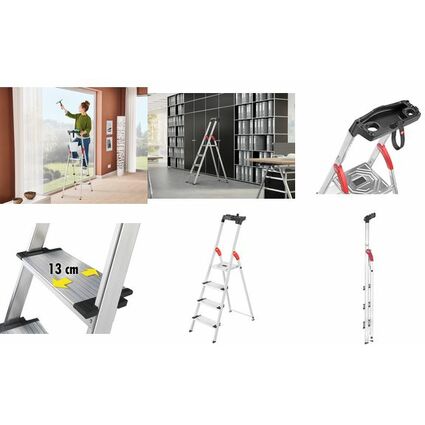 Hailo L100 Topline Aluminium Sicherheits Stehleiter 8 Stufen