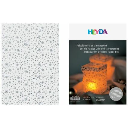 HEYDA Tischlichter-Faltblätter, transparent, Sterne silber