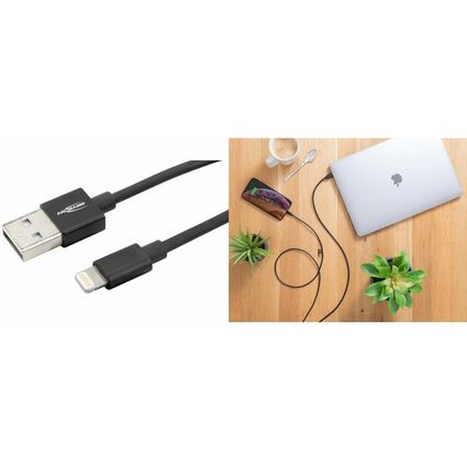 ANSMANN Daten- & Ladekabel, Apple-Lightning - USB-A, 200 cm