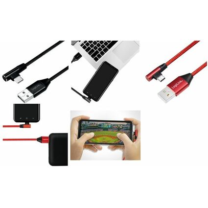 LogiLink USB 2.0 Kabel, USB-A - USB-C Stecker, 1,0 m, rot