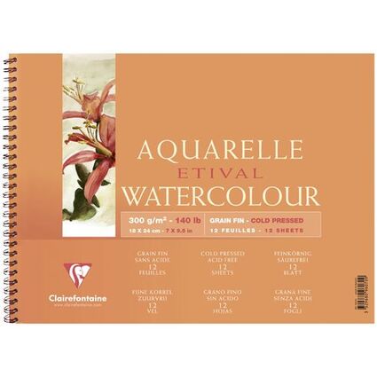 Clairefontaine Knstlerblock Aquarelle ETIVAL, 360 x 480 mm