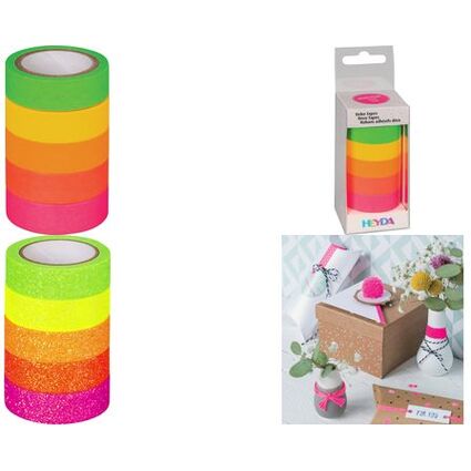 HEYDA Deko-Klebeband "Neon Regenbogen", glitter