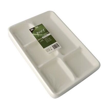 PAPSTAR Zuckerrohr-Men-Tray "pure", 5-geteilt, wei