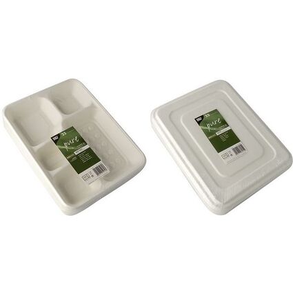 PAPSTAR Zuckerrohr-Men-Tray "pure", 5-geteilt, wei