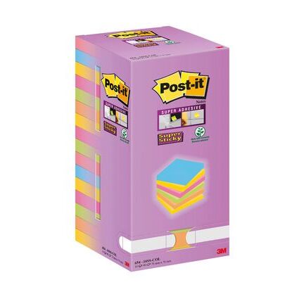 Post-it Haftnotizen Super Sticky Notes, 127 x 76 mm, Tower