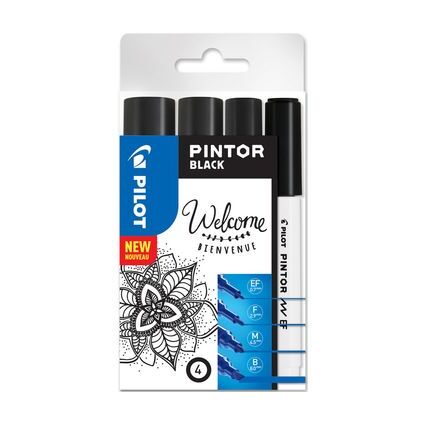 PILOT Pigmentmarker PINTOR, medium, 4er Set "WHITE"