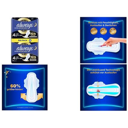 always ultra Damenbinde Secure Night mit Flgeln, BigPack