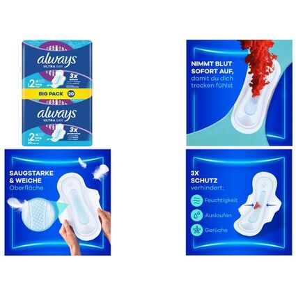 always Ultra Damenbinde Long mit Flgeln, BigPack