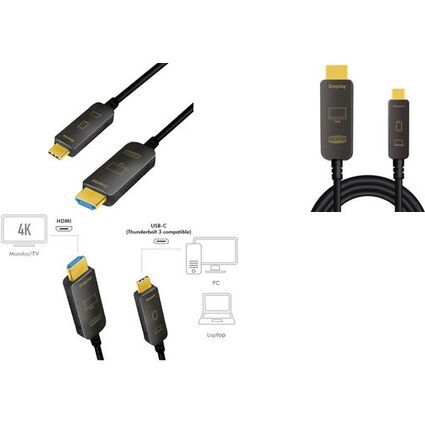 LogiLink USB-C AOC Hybrid Glasfaserkabel, 4K/60Hz, 20 m