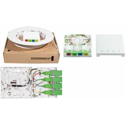 LogiLink FTTH-Spleibox, 4x SC/APC, 30 m Verlegekabel, wei