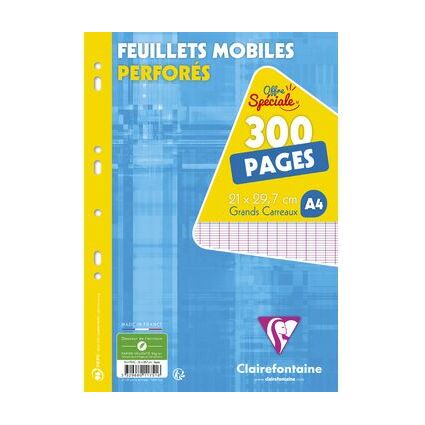 Clairefontaine Feuillets mobiles perfors, A4, seys