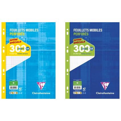 Clairefontaine Feuillets mobiles perfors, A4, seys