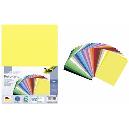 folia Fotokarton, DIN A4, 300 g/qm, 25 Farben sortiert